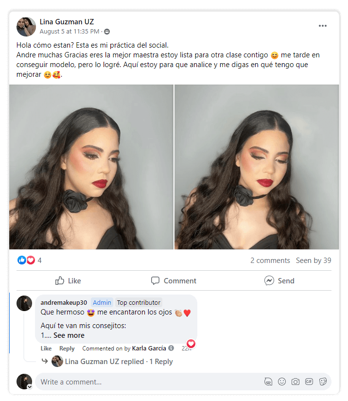 Feedback de resultado de alumna