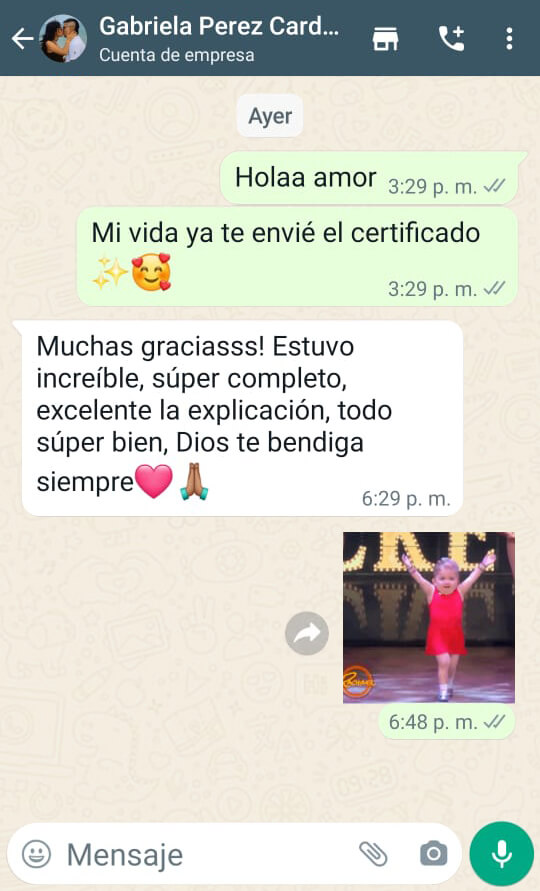 Valoración de alumna Gabriela